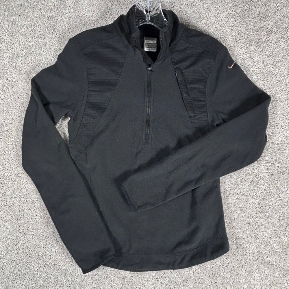 Nike Fit‎ Therma Black Fleece Pullover Long Sleeve Athletic Jacket Womens Size S